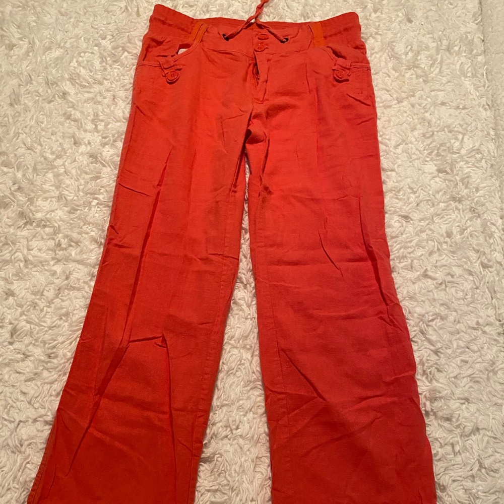 Medium linen pants with elastic band
